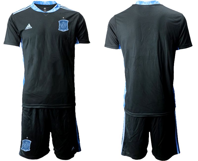 Men 2021 World Cup National Spain black goalkeeper Soccer Jerseys